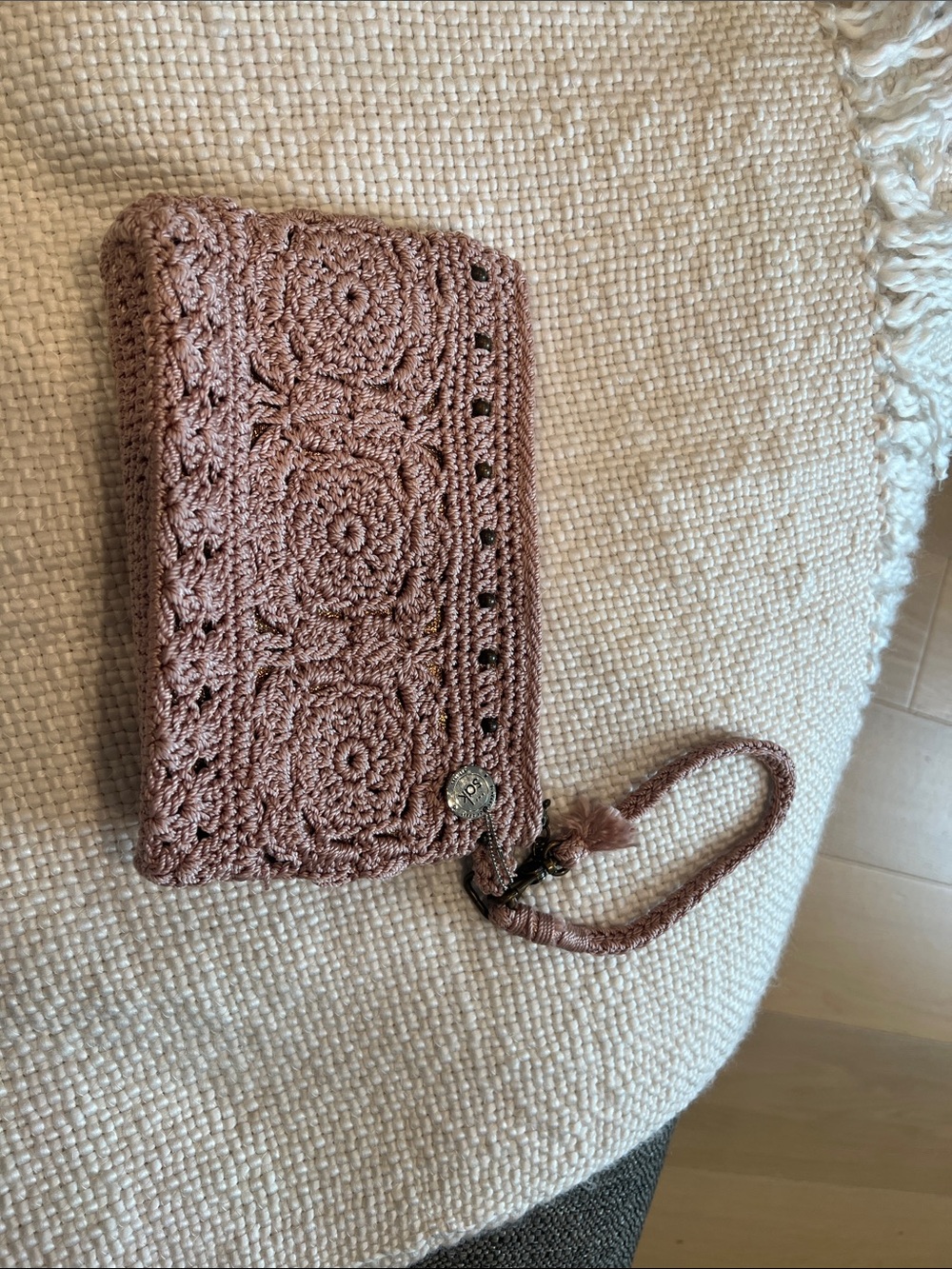 The SAK Crochet Wristlet Pouch in Dusty Rose - Women Bags - Picture 2 of 3